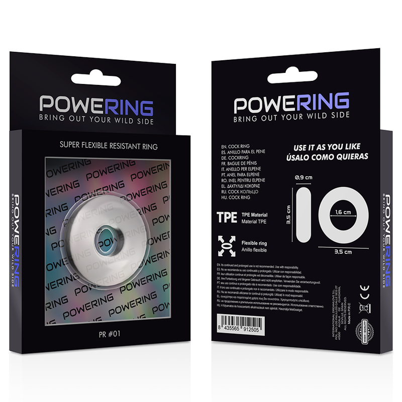 POWERING - SUPER FLEXIBLE Y RESISTENTE ANILLO PENE 3.5CM CLEAR