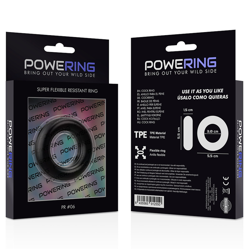 POWERING - SUPER FLEXIBLE Y RESISTENTE ANILLO PENE 5.5CM PR06 NEGRO
