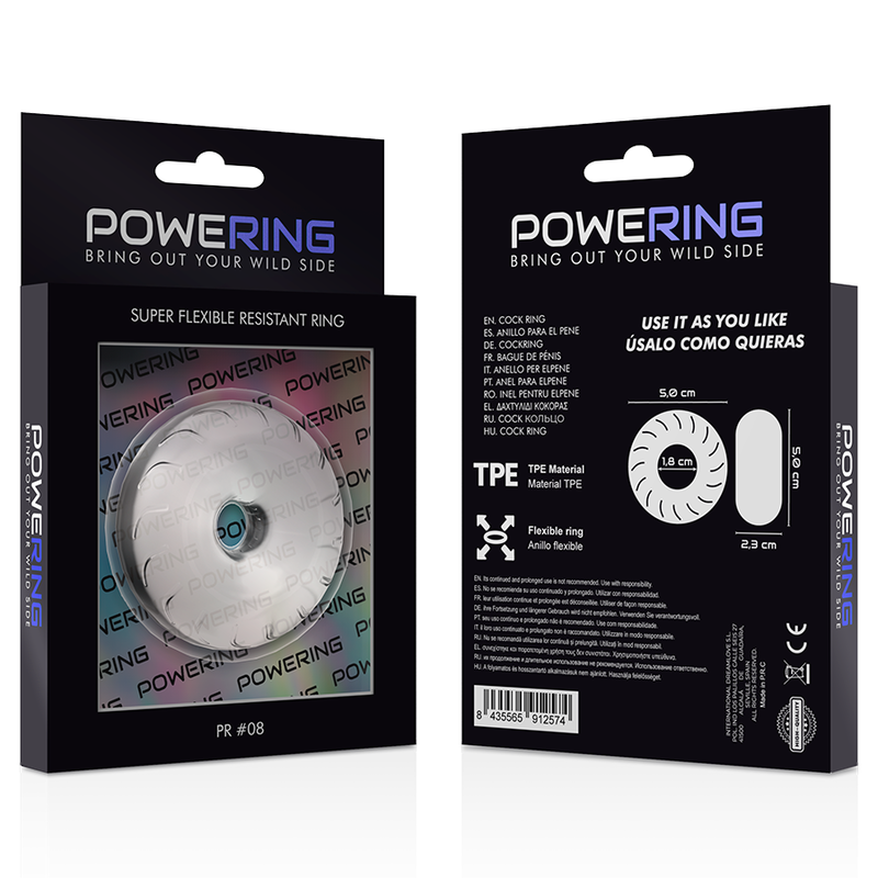 POWERING - SUPER FLEXIBLE Y RESISTENTE ANILLO PENE 5CM PR08 CLEAR