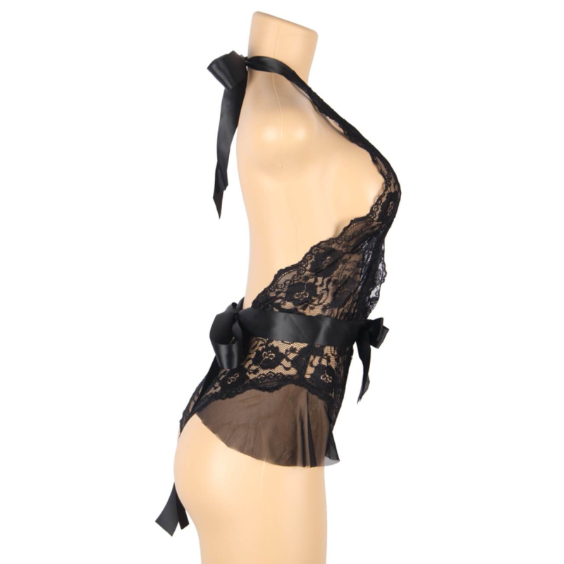 QUEEN LINGERIE - TEDDY ESCOTADO DE ENCAJES L/XL