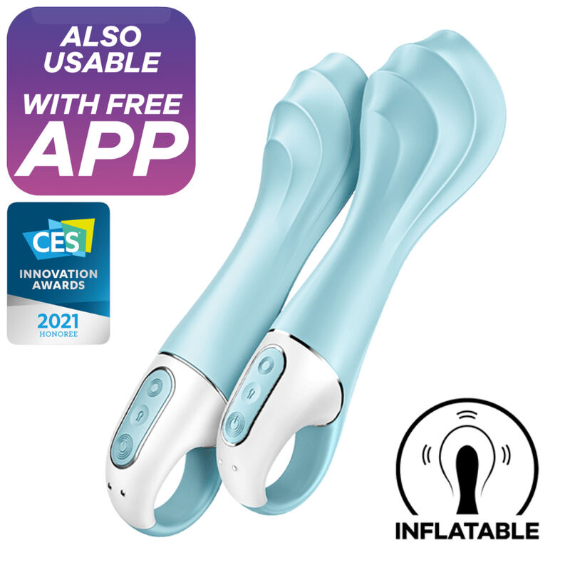 SATISFYER - AIR PUMP VIBRATOR 5+ VIBRADOR PUNTO G INFLABLE APP AZUL