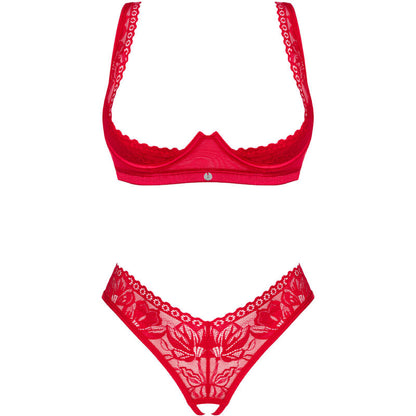 OBSESSIVE - LACELOVE SET DOS PIEZAS CUPLESS ROJO XS/S