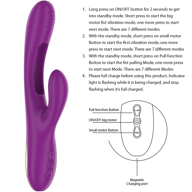 INTENSE - APOLO VIBRADOR MULTIFUNCIÓN RECARGABLE 7 VIBRACIONES CON LENGUA OSCILANTE MORADO