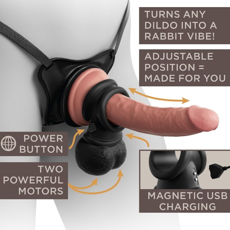 KING COCK - ELITE ANILLO CON TESTICULOS DE SILICONA VIBRADOR