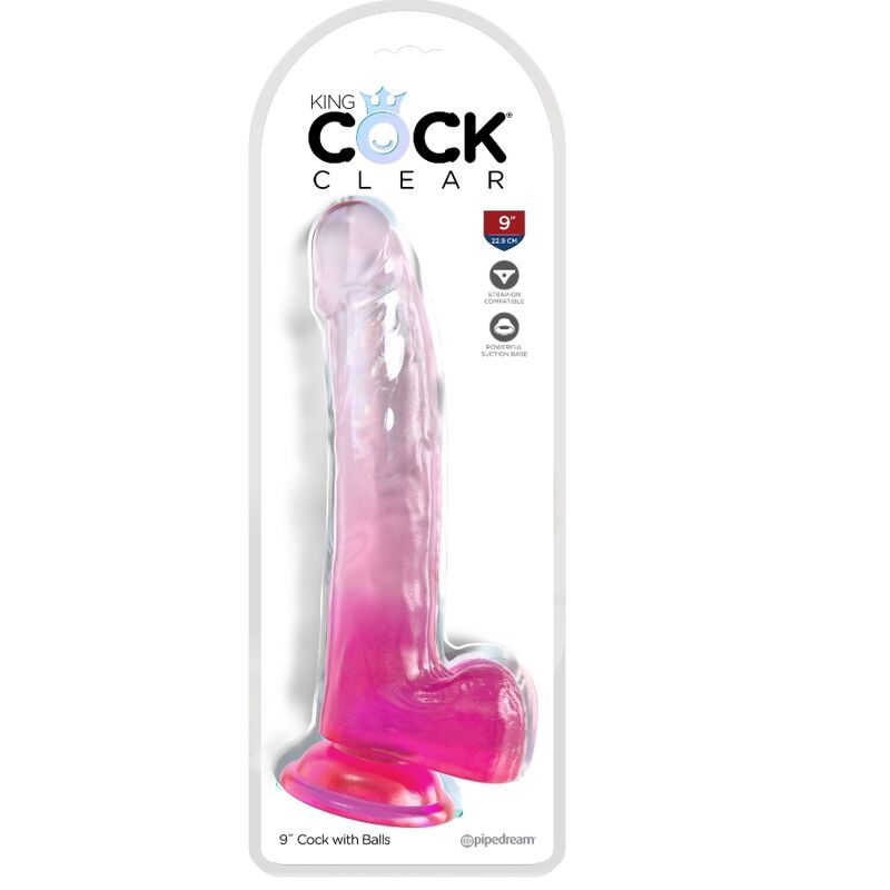 KING COCK - CLEAR DILDO CON TESTICULOS 20.3 CM ROSA