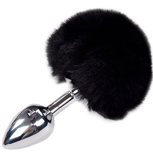 ALIVE - ANAL PLEASURE PLUG LISO METAL POMPON NEGRO TALLA L