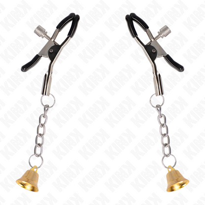 KINK - PINZAS PARA PEZONES CON COLGANTE DE CAMPANA DORADO 6 CM