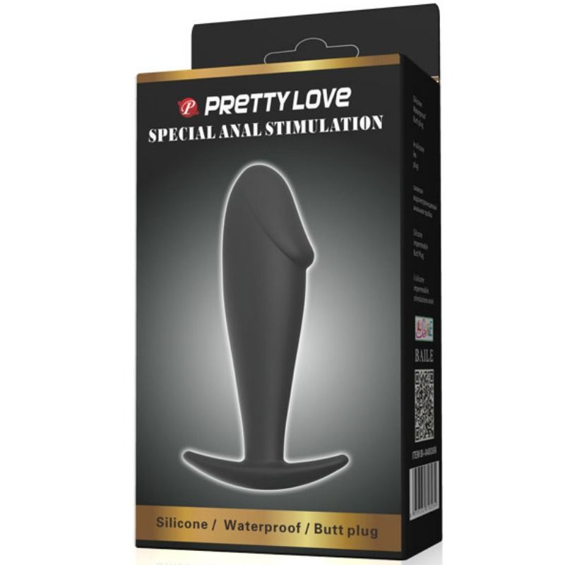 PRETTY LOVE - PLUG ANAL SILICONA FORMA PENE NEGRO