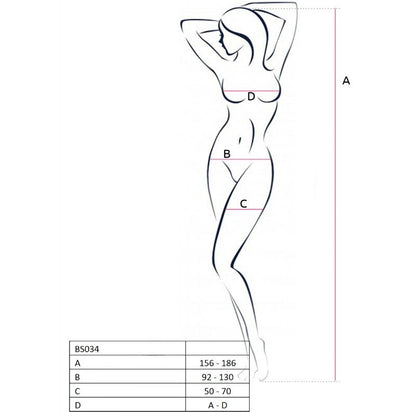 PASSION - WOMAN BS034 BODYSTOCKING BLANCO TALLA UNICA