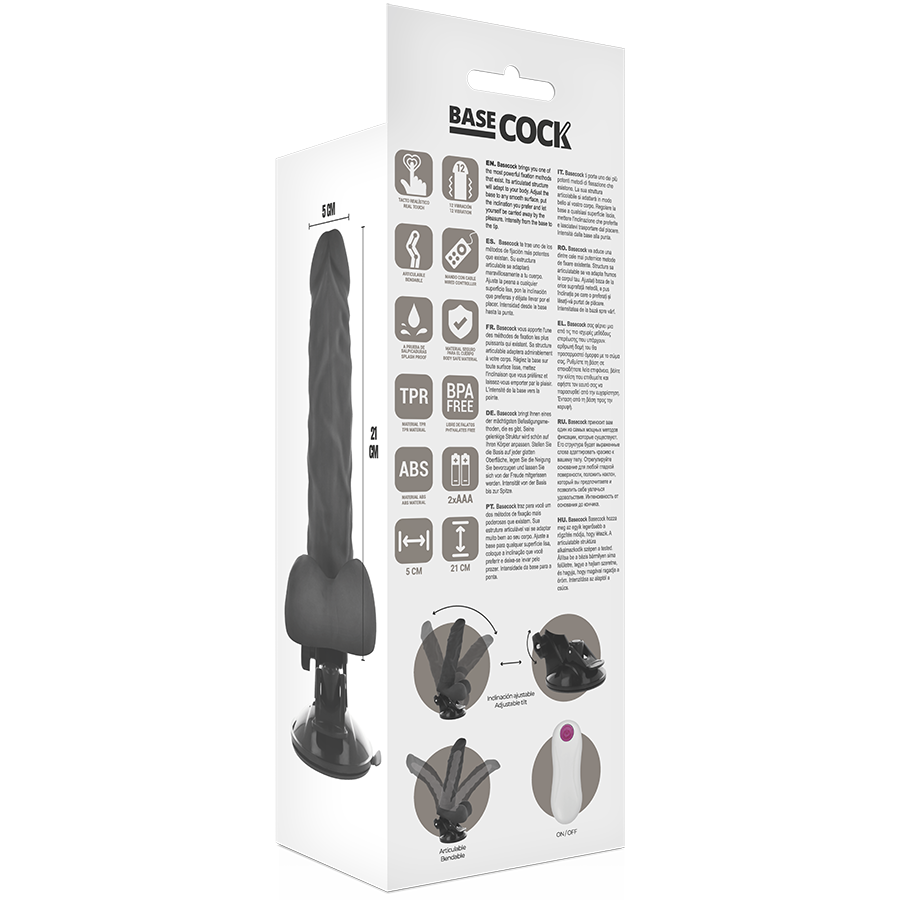 BASECOCK - VIBRADOR ARTICULABLE CONTROL REMOTO NATURAL 21 CM -O- 5 CM